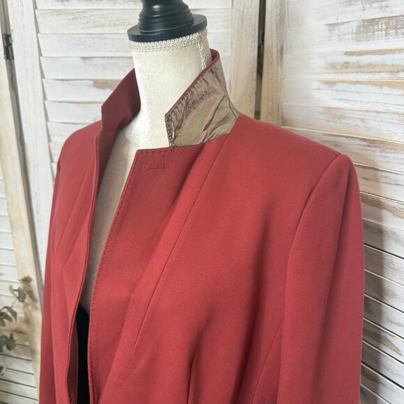WHBM NEW Women's 14 Metallic Trim Blazer Jacket Burnt Sienna Career Quiet Luxury - Picture 14 of 16